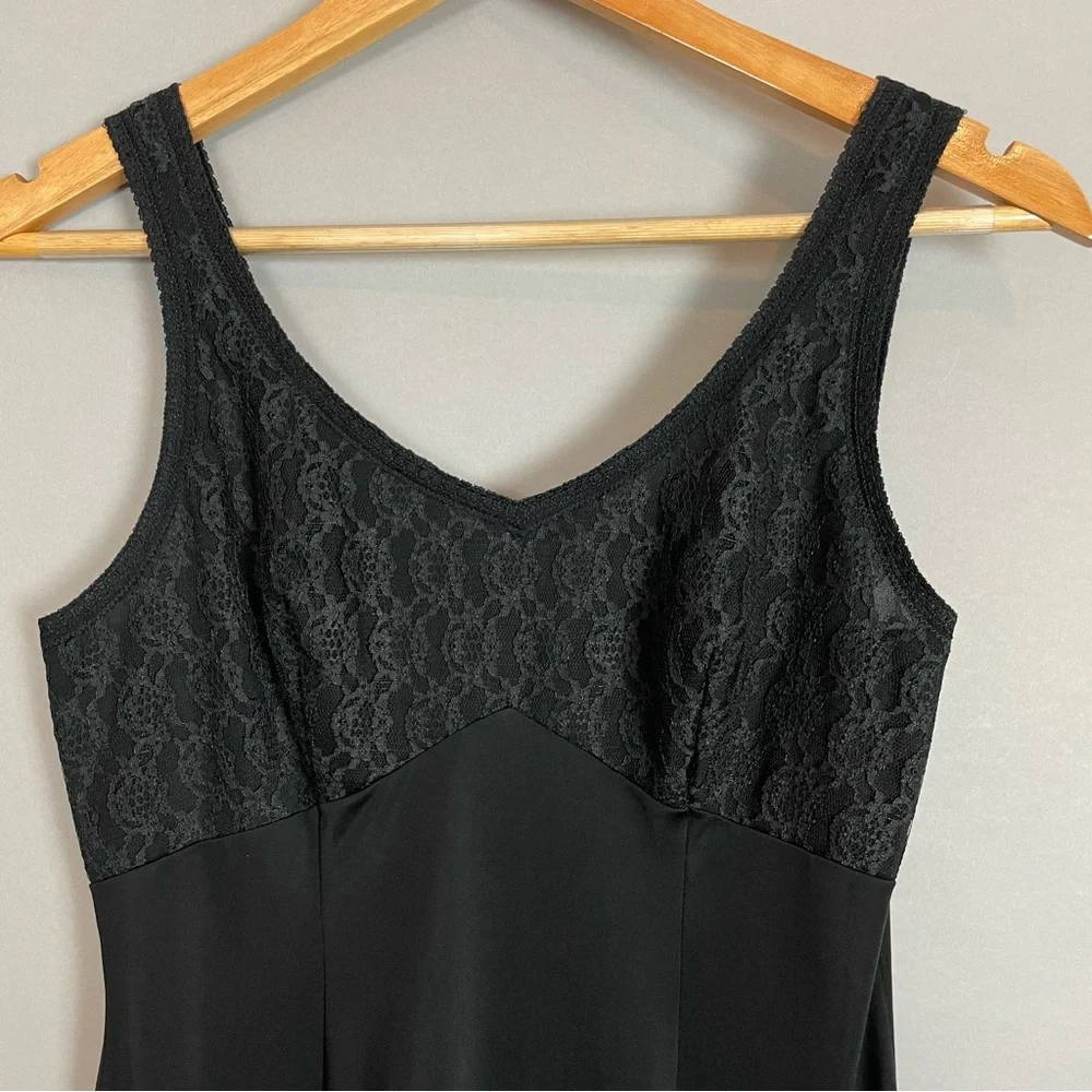 Vintage Full Slip Black Lace Sissie Women Lingerie Retro Pin-Up Girl Classic - Picture 4 of 10